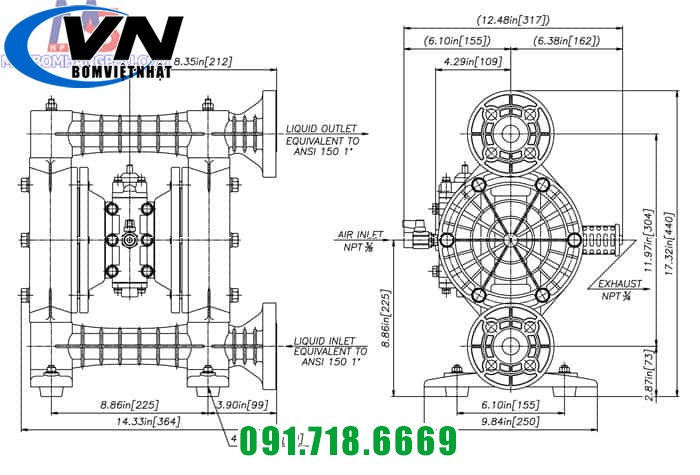 Bơm màng khí nén Yamada NDP-P25BPT-FT